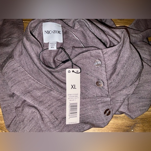 Nic + Zoe Spacedye Button Turtleneck - size XL - NWT - brown - Picture 4 of 10
